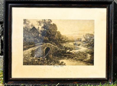 'The Village Stream'  Antique Print
