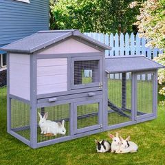Fir Wood Hutch Small Animal Two Level-Ramp