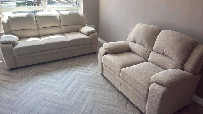 Brand New 3+2 Tara Cream Fabric Sofa Sets