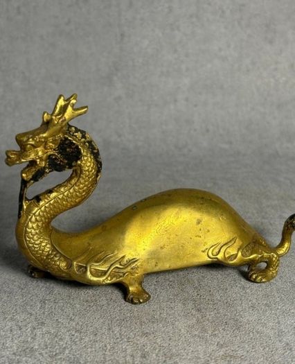2 Chinese Dragons - Gilt Bronze