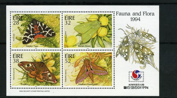 1994 Ireland Philakorea (Korean Exhibition) 1994 overprinted on Moths (MS13) Commemorative Stamp Miniature Sheet Mint Never Hinged (MNH)