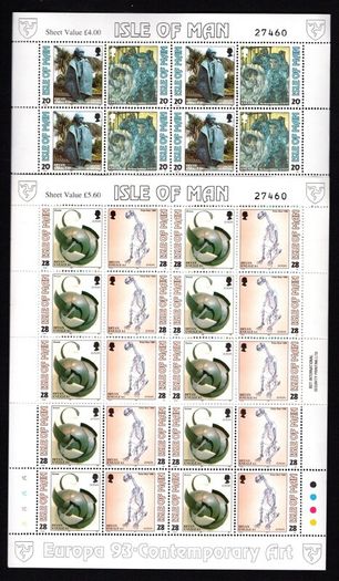 1993 Isle of Man Europa (Contemporary Art by Bryan Kneale) Commemorative Stamp Sheetlet Mint Never Hinged (MNH)