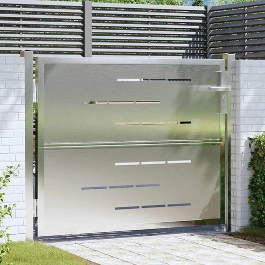 Garden Gate with Lock Silver 100 x 75 cm Stainless Steel
