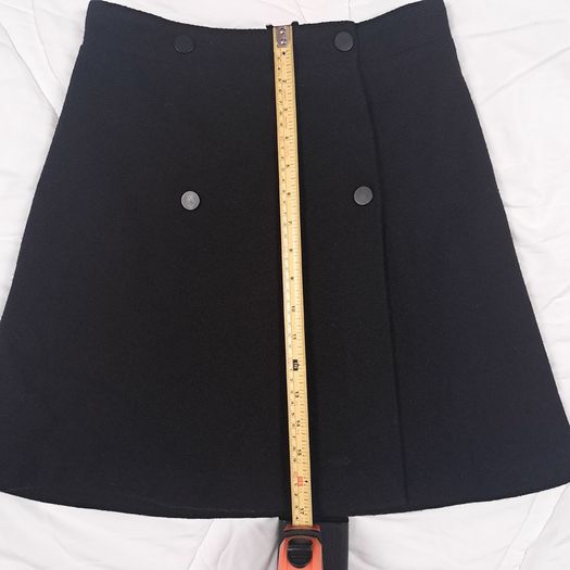Maje Black Double Breasted High Waisted A-Line Wool Mini Skirt 8UK/36EU