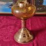Vintage 21 Inches Tall Brass Double Burner Victorian Oil Lamp With Amber Glass Oil Font And With White Opaque Fluted Glass Globe Shade Image 4