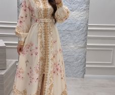 Elegant Ivory Floral Kaftan Dress