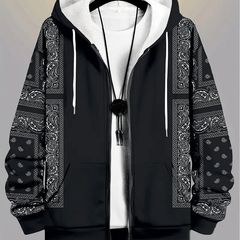 Men'S Full Zip Hooded Jacket | Paisley Style