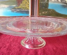 Vintage Cut Glass Art Deco Footed Cake Stand