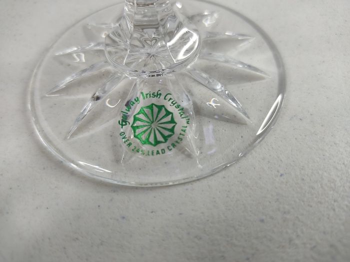 Galway Irish Clear Crystal Wine Goblet Glass Etched Deep Cut Made in Ireland 19cm High
