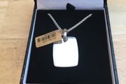 Hallmarked Silver Heavy Rectangle Tag Pendant &amp; Chain
