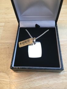 Hallmarked Silver Heavy Rectangle Tag Pendant & Chain