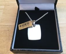 Hallmarked Silver Heavy Rectangle Tag Pendant & Chain