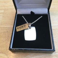 Hallmarked Silver Heavy Rectangle Tag Pendant & Chain