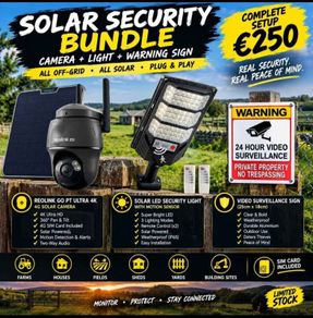 Off-Grid Solar Security Kit | 4K 4G Camera & Light
