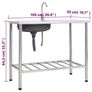 Camping Sink Single Basin with Tap Stainless Steel Image 2