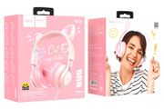 Hoco W36 Kids Edition Cat Ear Headphones With Mic Pink