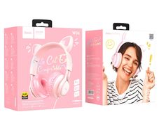 Hoco W36 Kids Edition Cat Ear Headphones With Mic Pink
