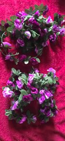 Selection 4 - 2 x Dark Purple Rose Garland - Fake Artificial Flowers approx 2.5m long each Wedding Arch