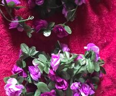 Selection 4 - 2 x Dark Purple Rose Garland - Fake Artificial Flowers approx 2.5m long each Wedding Arch