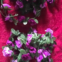 Selection 4 - 2 x Dark Purple Rose Garland - Fake Artificial Flowers approx 2.5m long each Wedding Arch
