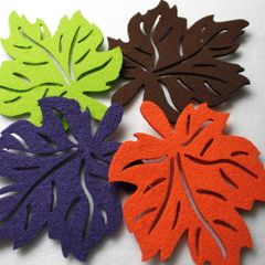 Leaves Felt Coaster Autumn Shape Set of 4