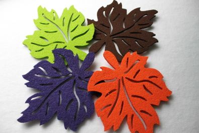 Leaves Felt Coaster Autumn Shape Set of 4