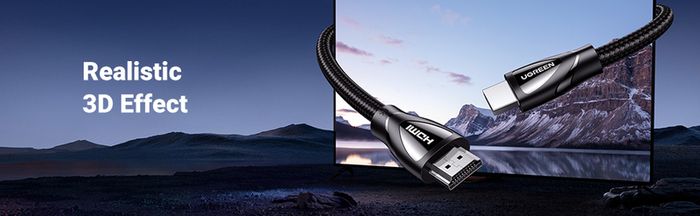 Ugreen 3M HDMI 2.1 UHD/3D 8K (7680x4320@60Hz) 48Gbps Ultra High Speed Cotton Braided (Nickel-Plated) Cable (Brand New/Warranty)