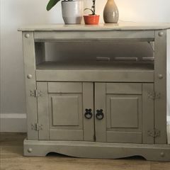 Wooden cabinet 2 doors in sage green