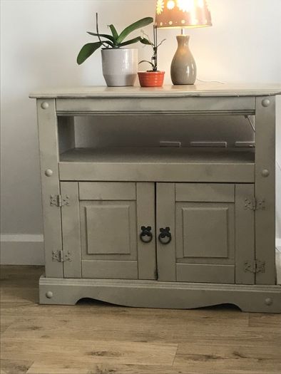 Wooden cabinet 2 doors in sage green