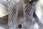 Pair of Large Killarney Crystal Vases Trinity Collection