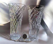 Pair of Large Killarney Crystal Vases Trinity Collection
