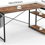 Small L Shaped Desk with Power Outlets - 100x70 cm Corner Computer Desk Writing Table, Reversible Large Storage Shelves, Bookshelf Workstation for Study Play Work Bedroom Home Office Brown Image 2