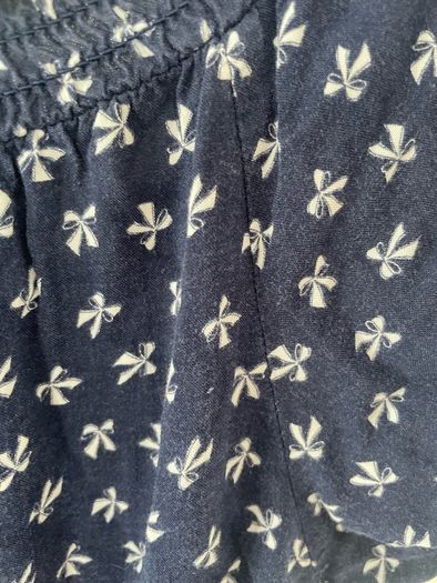 Navy bow print f&f soft women's blouse