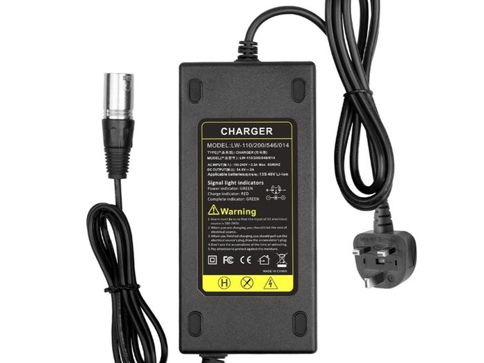 54.6V 2Amp Battery Charger for Electric Bike, 48V Lithium Battery Charger For Electric Scooter, Ebike, Mobility Scooter, XLR 3 Pin Connector IRISH  PLUG