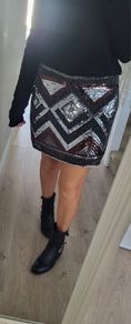 H&M silver, black and bronze sparkly skirt Sz 42 (Fit 12-14UK)