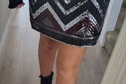 H&amp;M silver, black and bronze sparkly skirt Sz 42 (Fit 12-14UK)