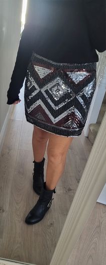 H&M silver, black and bronze sparkly skirt Sz 42 (Fit 12-14UK)
