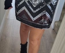 H&M silver, black and bronze sparkly skirt Sz 42 (Fit 12-14UK)