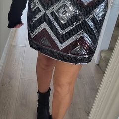 H&M silver, black and bronze sparkly skirt Sz 42 (Fit 12-14UK)