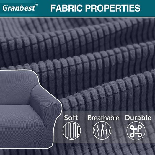High Stretch Sofa Covers Universal Super Soft Loveseat Couch Jacquard Covers for Dogs Non Slip Furniture Protector Machine Washable (2 Seater, Gray)