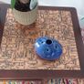 Stunning and Unique/Rare Mid Century Modern Wooden Coffee Table with Smoked Glass and Acid-Etched Copper Inlay and Slatted Magazine Shelf Image 10