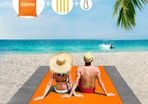Beach Mat Picnic Blanket, Extra Larganket Waterproof Sandproof Water Resistant Picnic Blanket with 4 Fixed Nails, Reinforced Edging for Beach, Camping, Hiking Picnic orange243x274