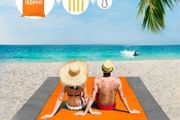 Beach Mat Picnic Blanket, Extra Larganket Waterproof Sandproof Water Resistant Picnic Blanket with 4 Fixed Nails, Reinforced Edging for Beach, Camping, Hiking Picnic orange243x274