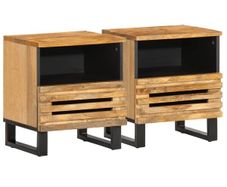 Bedside Cabinets 2 pcs 40x33x46 cm Solid Wood Rough Mango