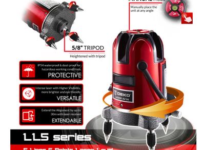5 Line 6 Points Red Laser Level Self-leveling Higher Visibility Precise Horizontal&Vertical Adjustment