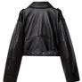 Brand New Cropped Black Faux Leather Biker Jacket Size S Image 5