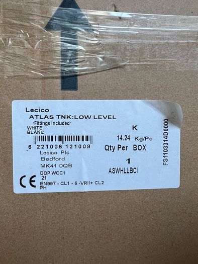 Brand New - Lecico Atlas Low Level Toilet Cistern