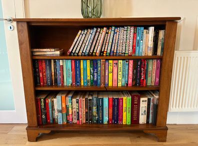 Vintage Georgian Style Yew Wood Low Open Bookcase