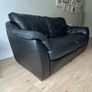 3 seater black leather sofa Image 4