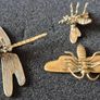 3 brass Insects, Solid brass. Image 2